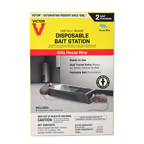 Fast-Kill Brand Disposable Mouse Poison Bait Station